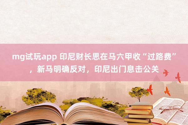 mg试玩app 印尼财长思在马六甲收“过路费”，新马明确反对，印尼出门息击公关