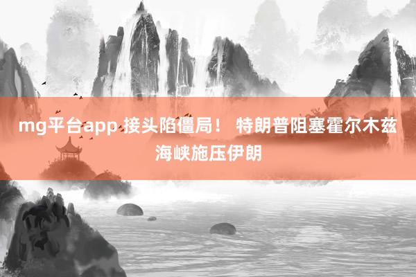 mg平台app 接头陷僵局！ 特朗普阻塞霍尔木兹海峡施压伊朗