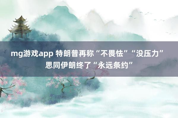 mg游戏app 特朗普再称“不畏怯”“没压力” 思同伊朗终了“永远条约”