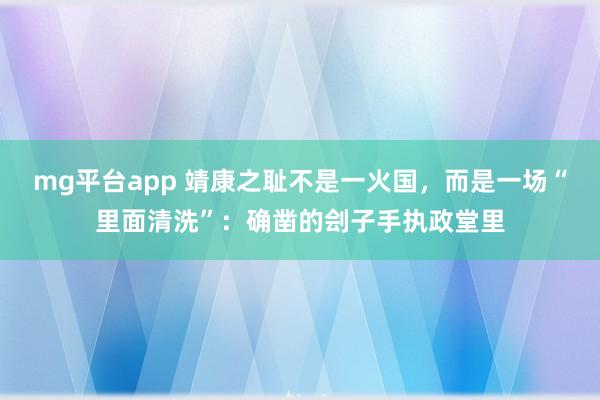 mg平台app 靖康之耻不是一火国，而是一场“里面清洗”：确凿的刽子手执政堂里