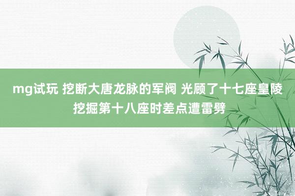 mg试玩 挖断大唐龙脉的军阀 光顾了十七座皇陵 挖掘第十八座时差点遭雷劈