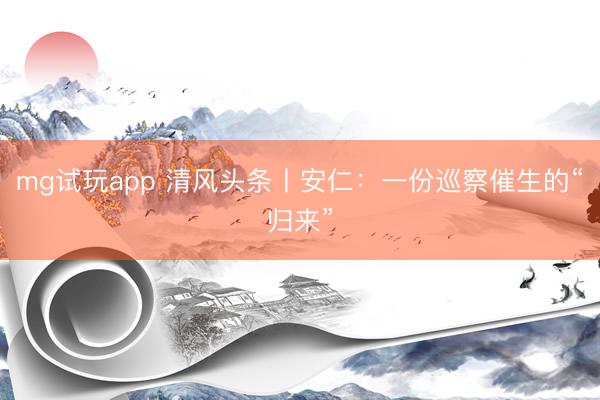 mg试玩app 清风头条丨安仁：一份巡察催生的“归来”