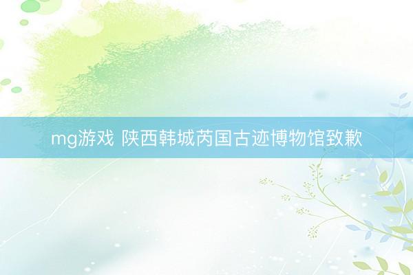 mg游戏 陕西韩城芮国古迹博物馆致歉